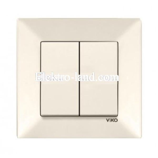 Выключатель двухклавишный крем VIKO MERIDIAN 90970202-WH